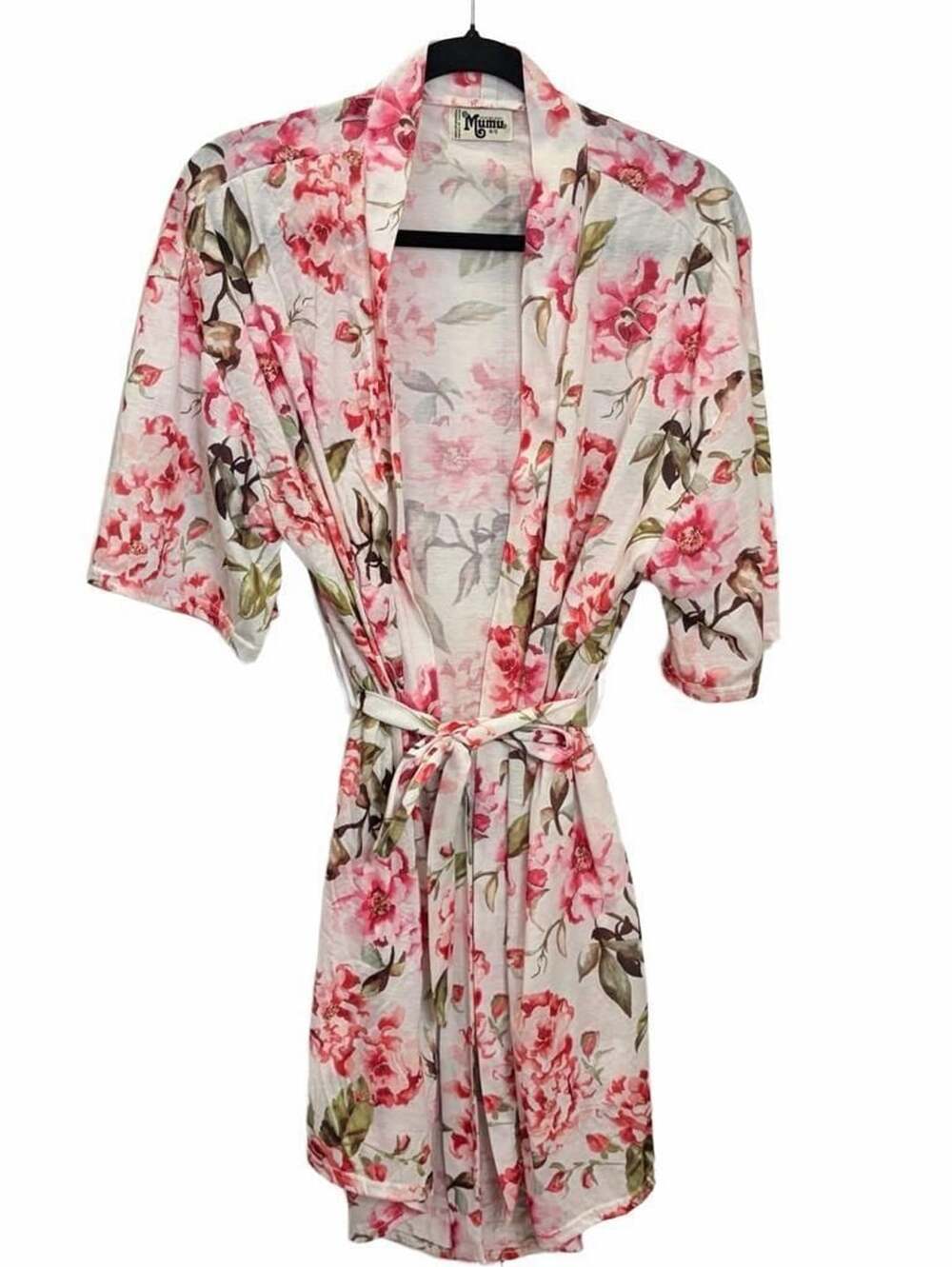 Show Me Your Mumu Floral Robe Kimono O/ Pink Ivory Peony Belted Cottagecore